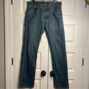 Vintage Levis Jeans Mens 31x34  Blue 501 Button Fly Straight Regular